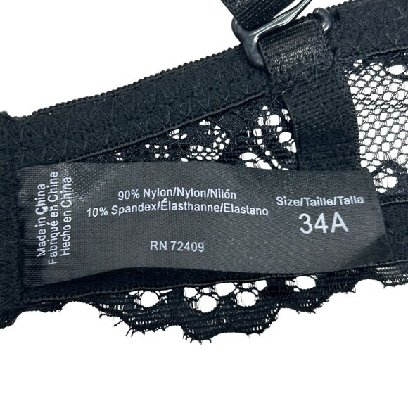 NWOT René Rofé Extreme Push Up Bra Black Lace Convertible Strap 34A - Picture 3 of 12